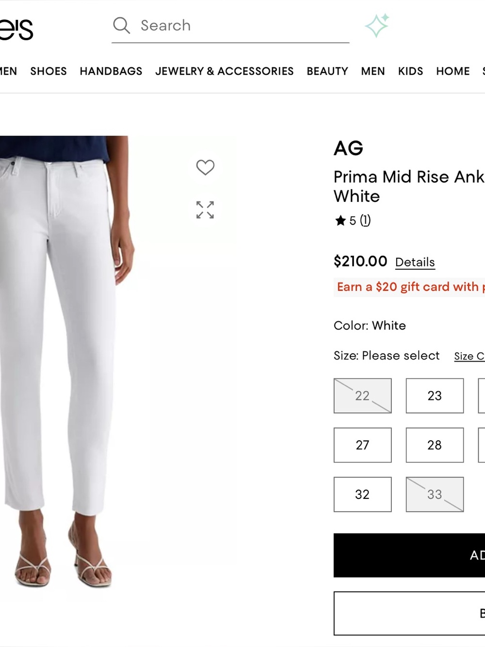 Ag Adriano Goldschmied  White  prima Jeans